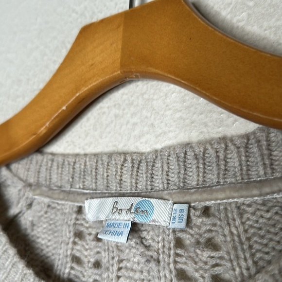 Boden Open Cable Knit Sweater US8 Cream Beige Coastal Cottage Fisherman Nautical - Picture 2 of 5
